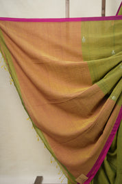 Two Tone Green Bengal Cotton Jamdani Saree - SRTTGBCJS174