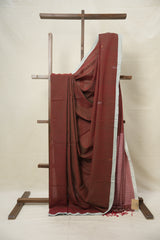 Two Tone Marron Bengal Cotton Jamdani Saree - SRTTMBCJS173