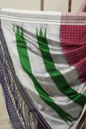 Maroon Checks Cotton Ilkal Saree (DEFECT) - SRMCIS81-PI