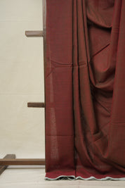 Two Tone Marron Bengal Cotton Jamdani Saree - SRTTMBCJS173