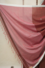 Two Tone Marron Bengal Cotton Jamdani Saree - SRTTMBCJS173