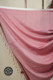 Two Tone Marron Bengal Cotton Jamdani Saree - SRTTMBCJS173