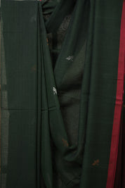 Green Bengal Cotton Jamdani Saree - SRGBCJS172