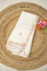 White Hand Embroidery Organza Sarees - SRWHMOS09