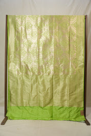 Cream-Parrot Green Banarasi Silk Saree - SRCPGBSS906