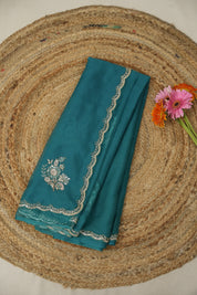 Teal Green Hand Embroidery Organza Sarees - SRTGHMOS13
