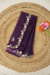 Purple Hand Embroidery Organza Sarees - SRPHMOS25