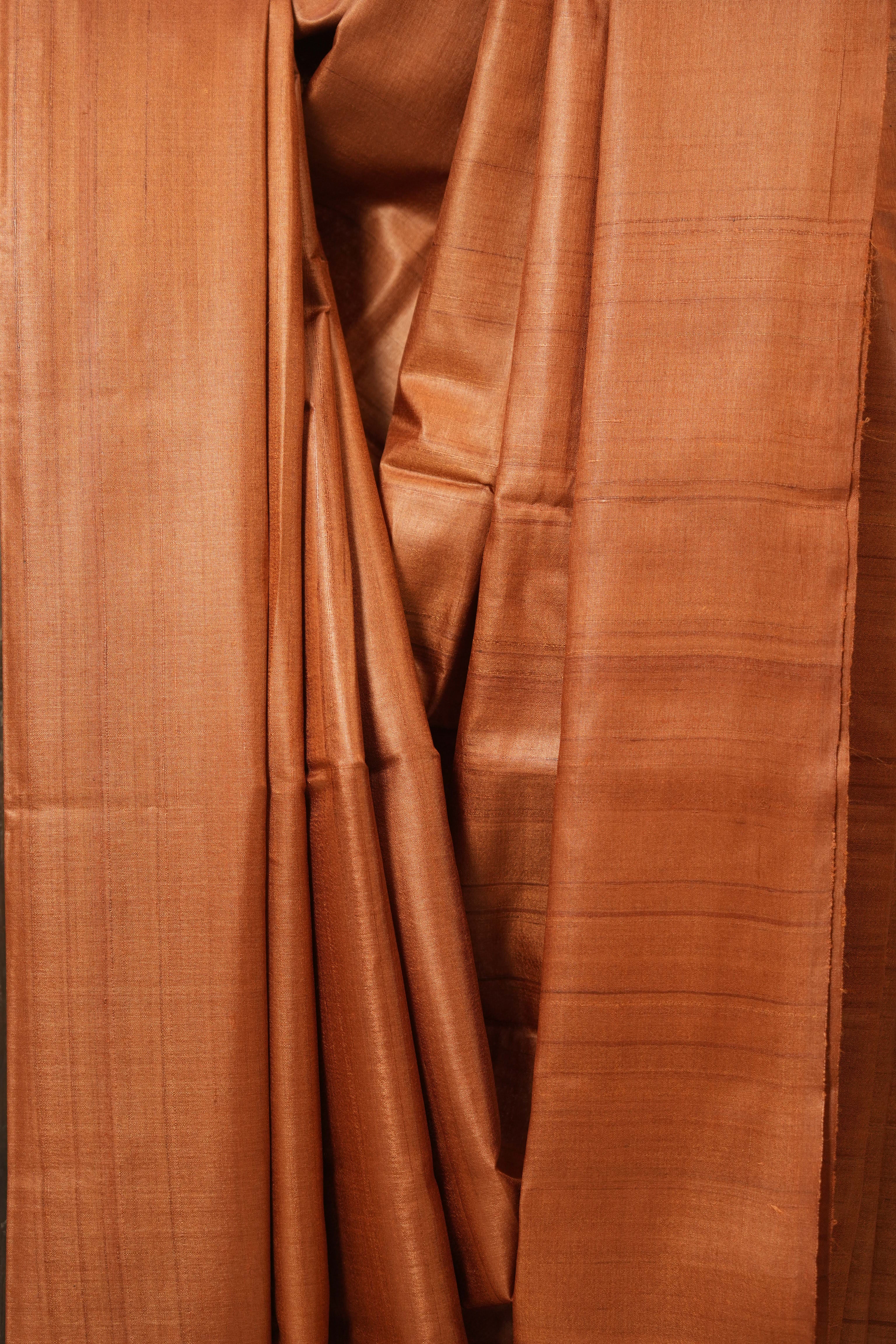 Brick Orange Tussar Silk Saree - SRBOTSS1772