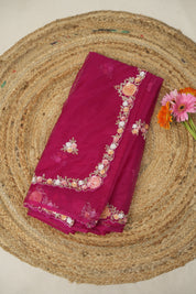 Rani Pink Hand Embroidery Organza Sarees - SRRPHMOS17