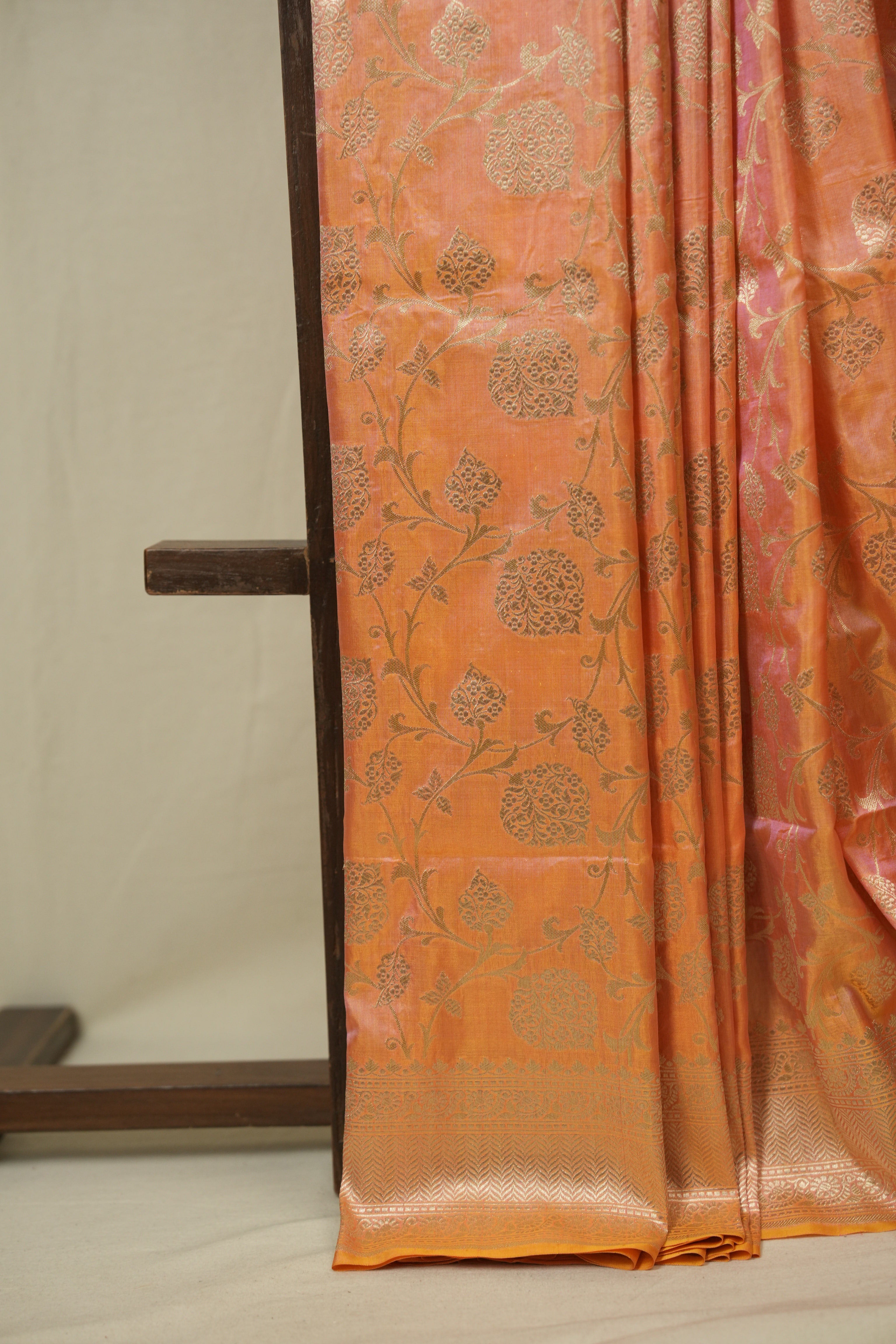 Dual Tone Peach Banarasi Silk Saree - SRDTPBSS972