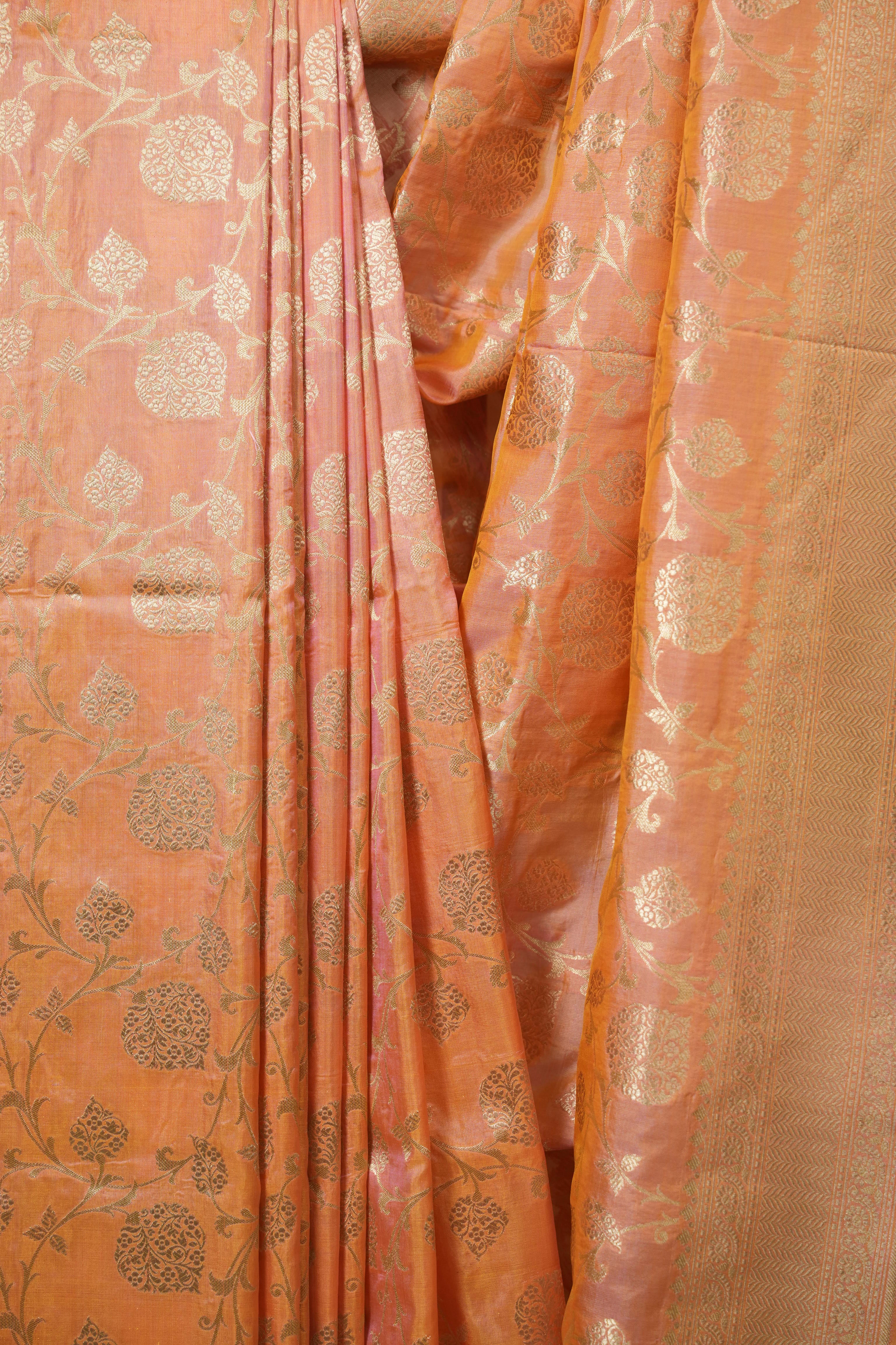Dual Tone Peach Banarasi Silk Saree - SRDTPBSS972