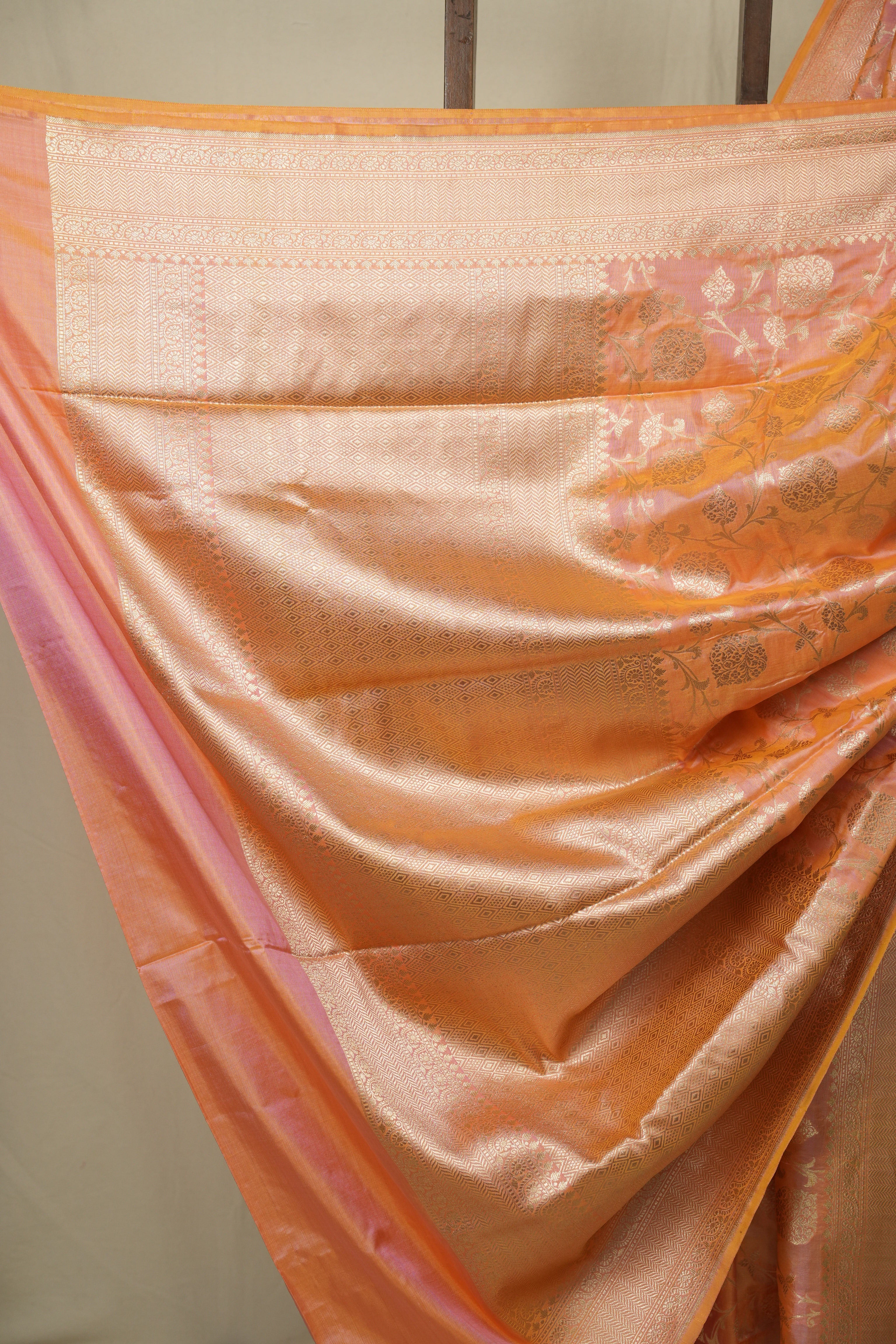 Dual Tone Peach Banarasi Silk Saree - SRDTPBSS972