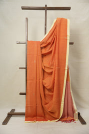Pestle Orange Bengal Cotton Jamdani Saree - SRPOBCJS169