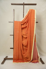 Pestle Orange Bengal Cotton Jamdani Saree - SRPOBCJS169