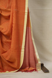 Pestle Orange Bengal Cotton Jamdani Saree - SRPOBCJS169
