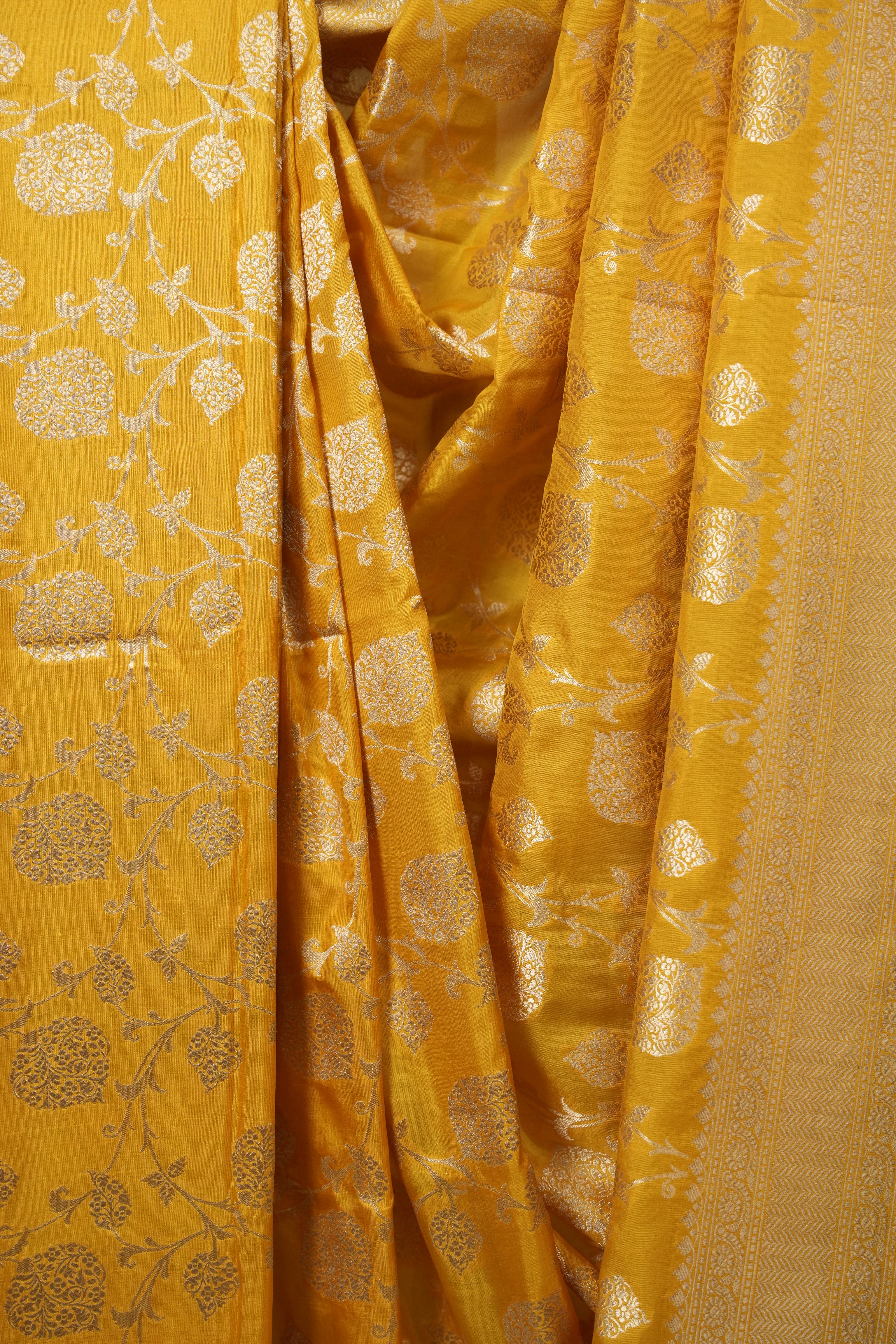 Yellow Banarasi Silk Saree - SRYBSS973
