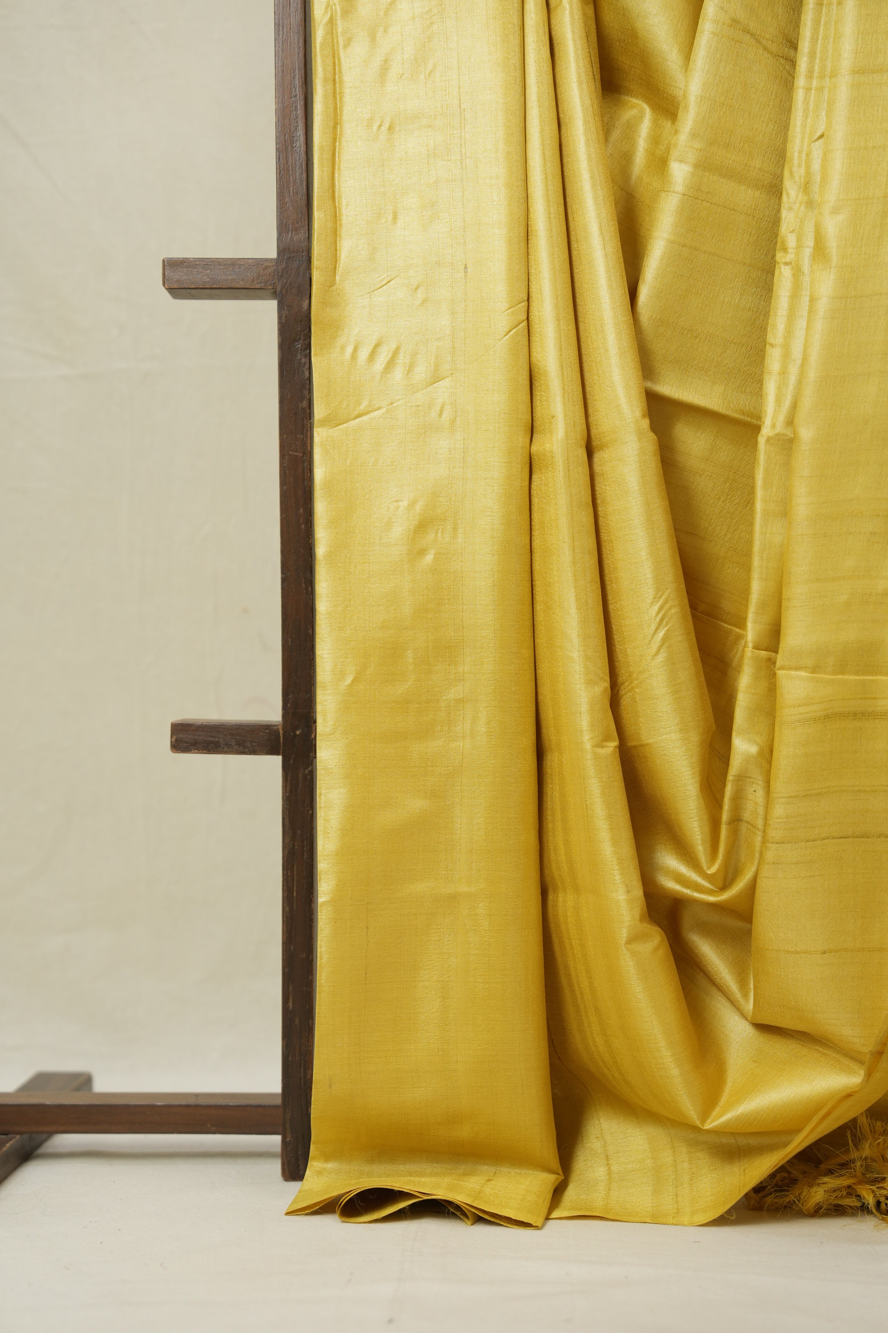 Yellow Tussar Silk Saree - SRYTSS1773