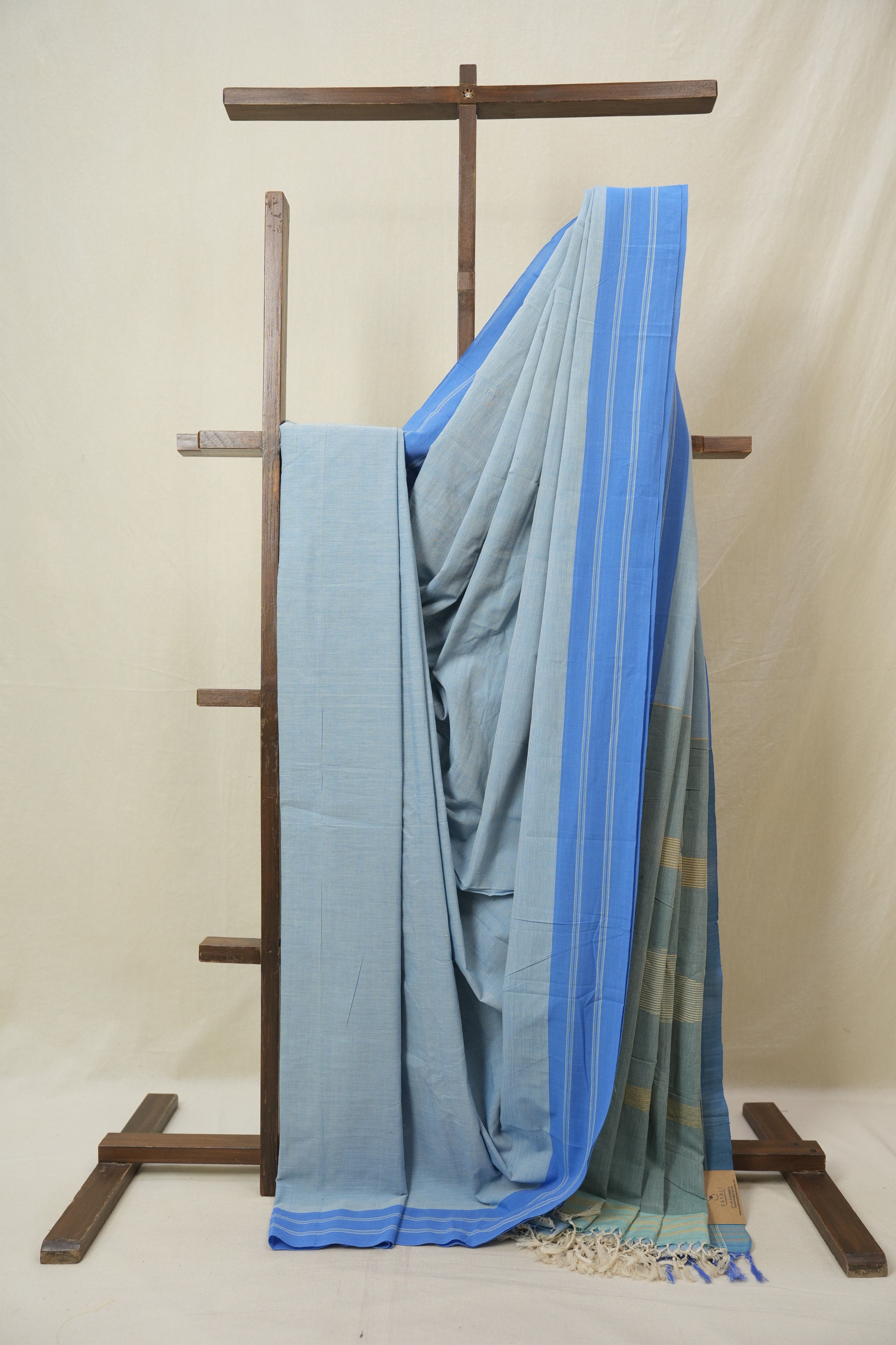 Powder Blue Cotton Ilkal Saree - SRPBCIS960