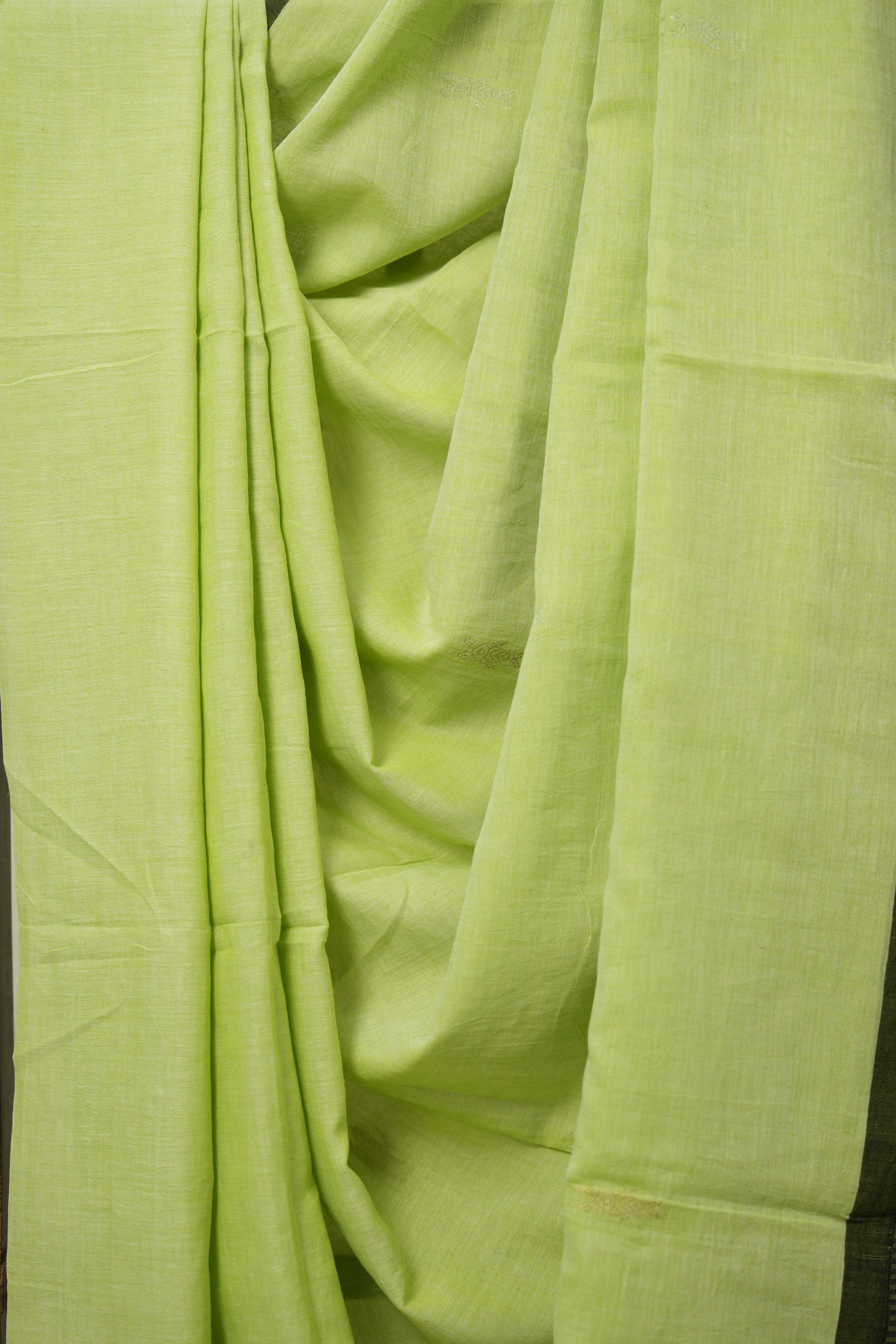 Mint Green Bengal Cotton Jamdani Saree - SRMGBCJS168
