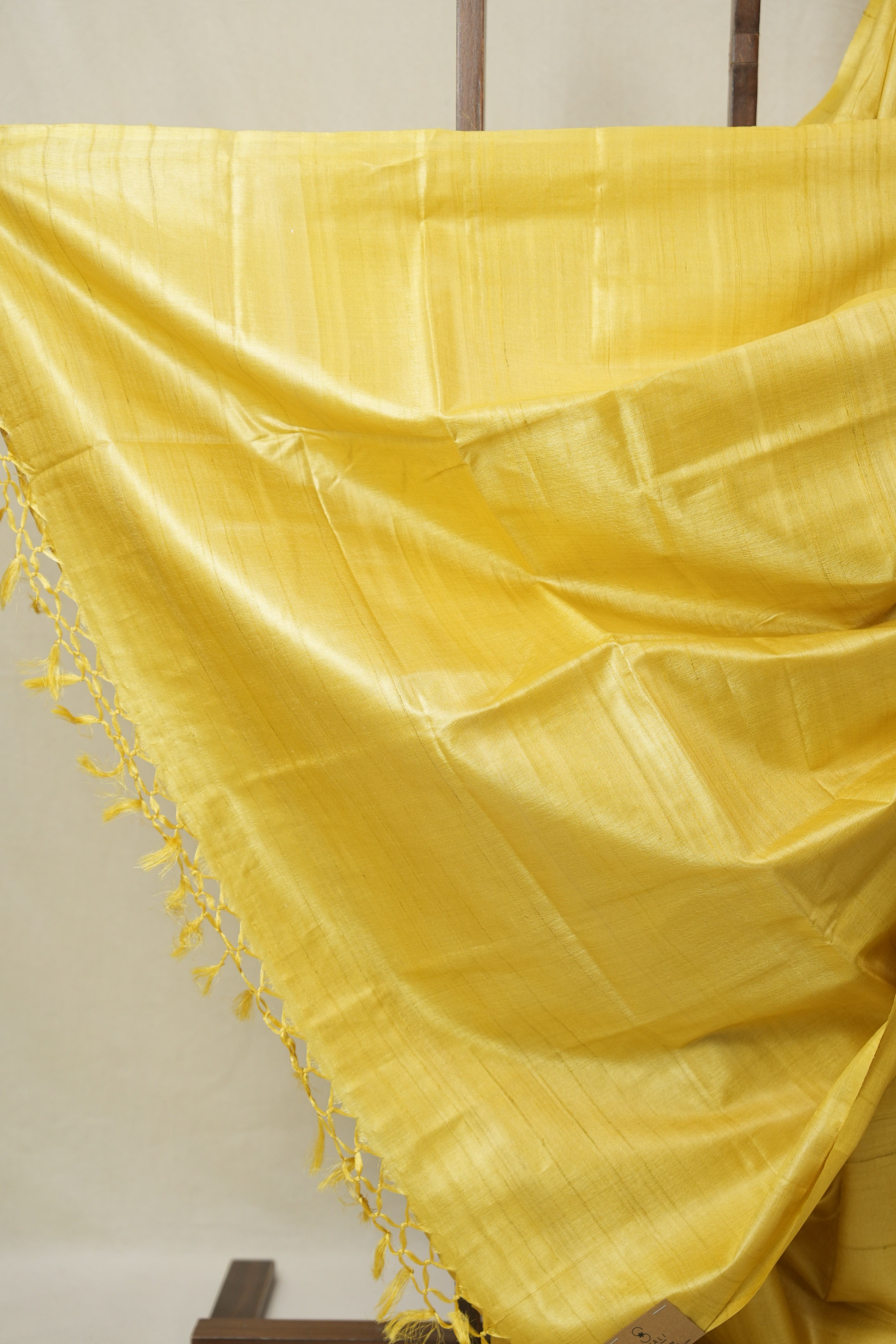 Yellow Tussar Silk Saree - SRYTSS1773