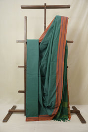 Sea Green Stripes Cotton Ilkal Saree - SRSGCIS958
