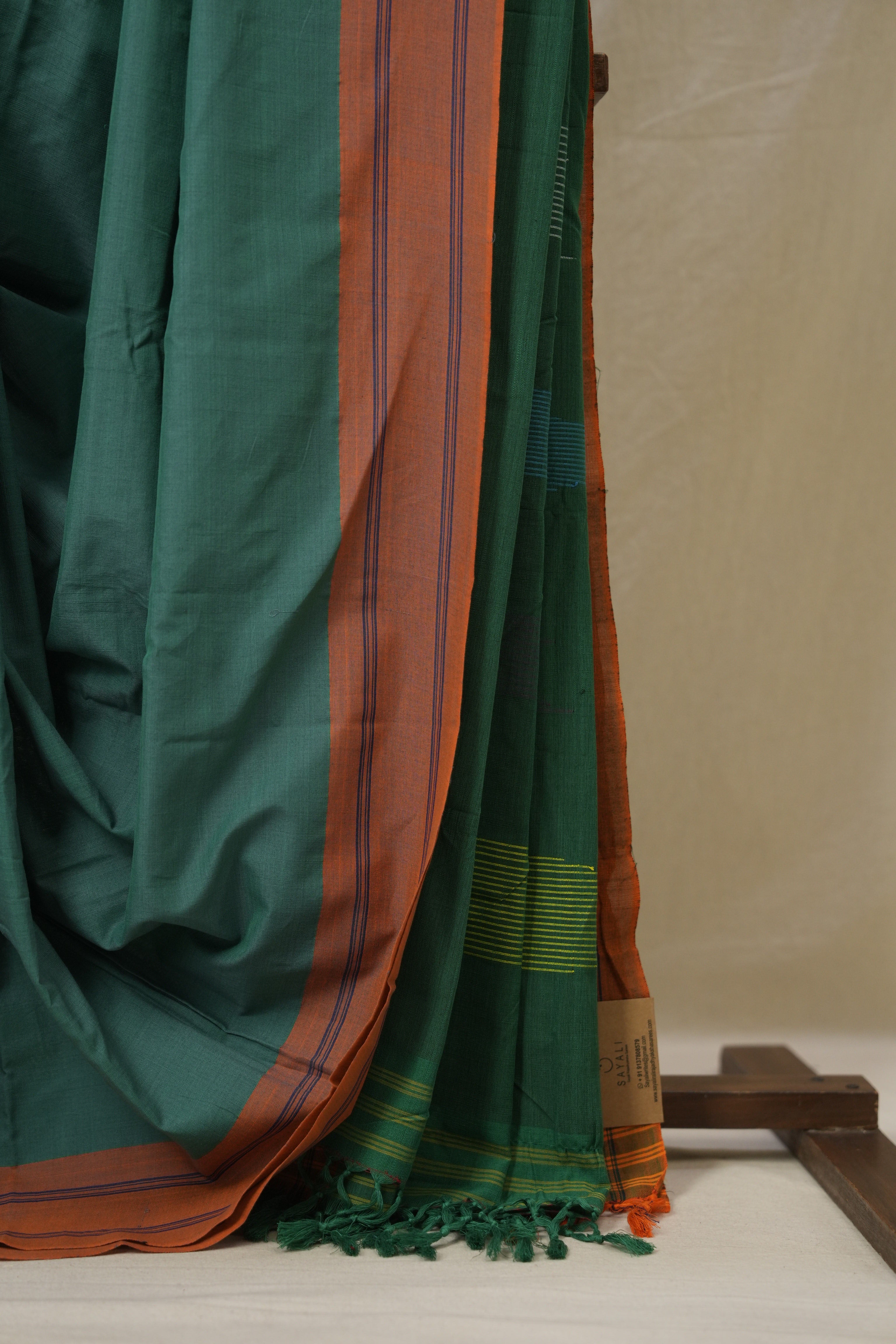 Sea Green Stripes Cotton Ilkal Saree - SRSGCIS958