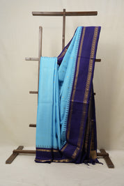 Sky Blue Gadwal Silk Saree - SRSBGSS433