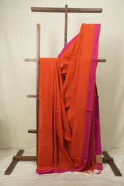 Orange Bengal Cotton Saree - SROBCS192
