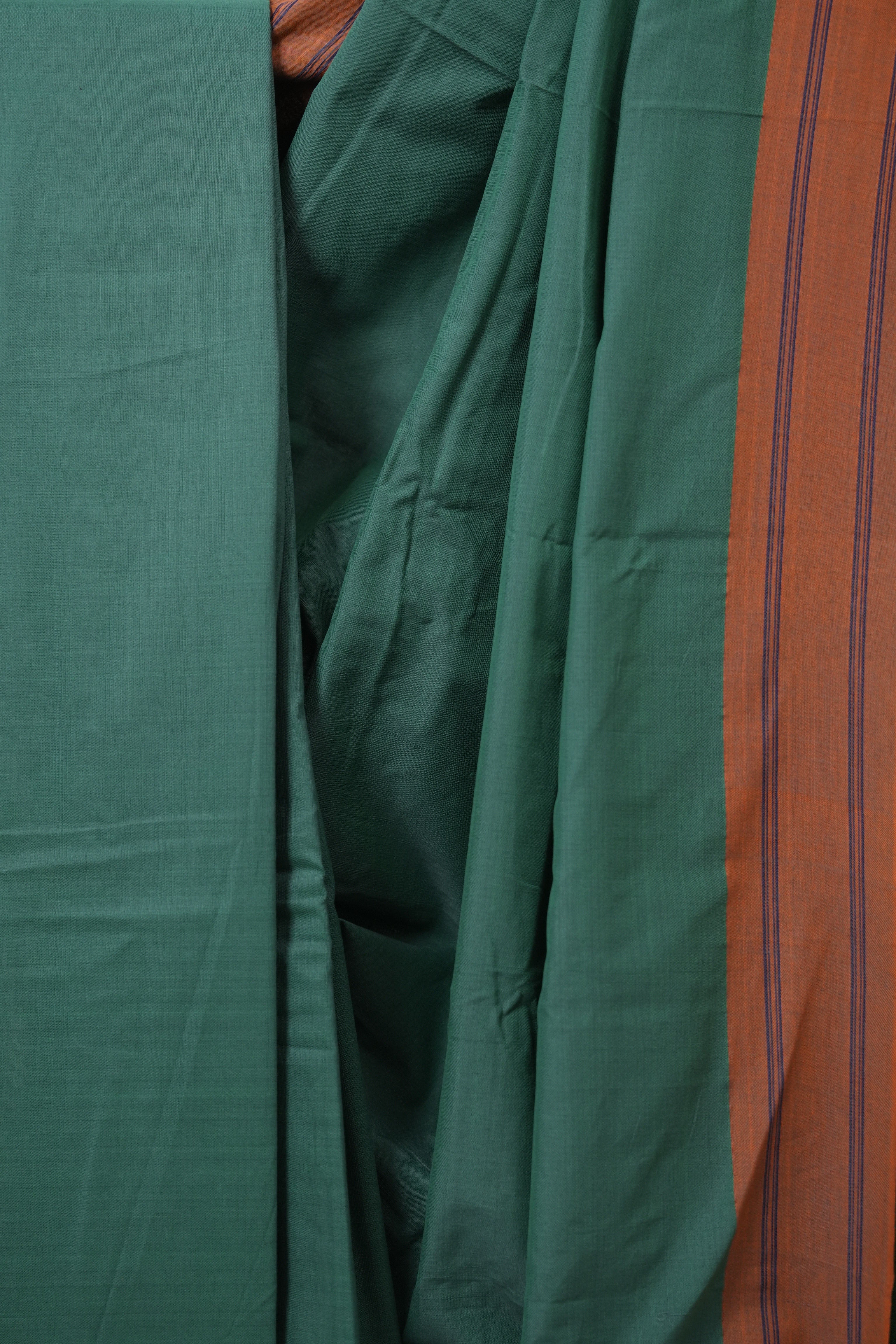 Sea Green Stripes Cotton Ilkal Saree - SRSGCIS958