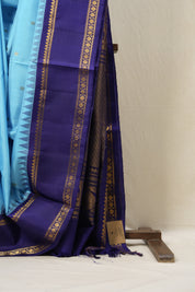 Sky Blue Gadwal Silk Saree - SRSBGSS433
