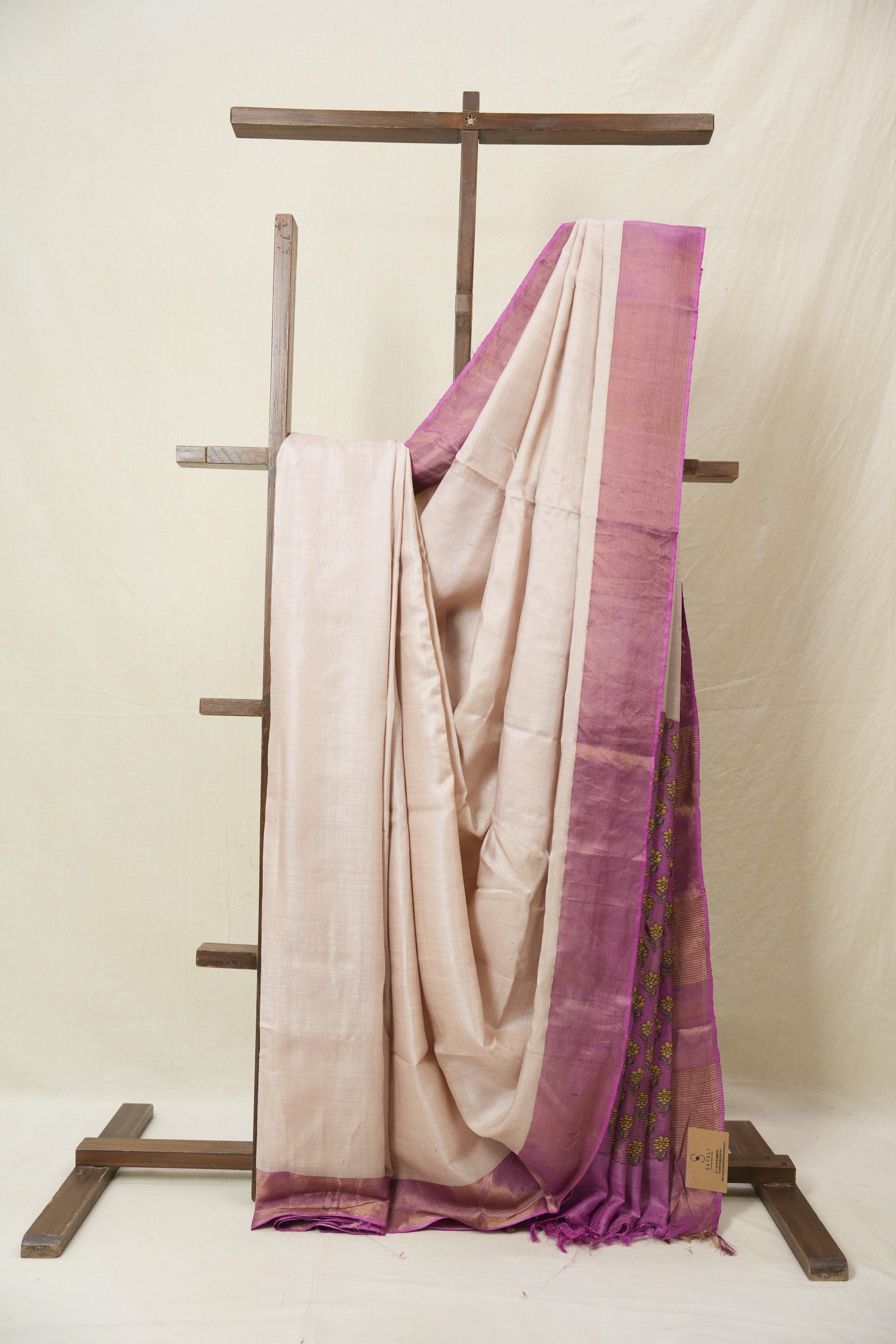 Beige Tussar Silk Saree - SRBTSS1779
