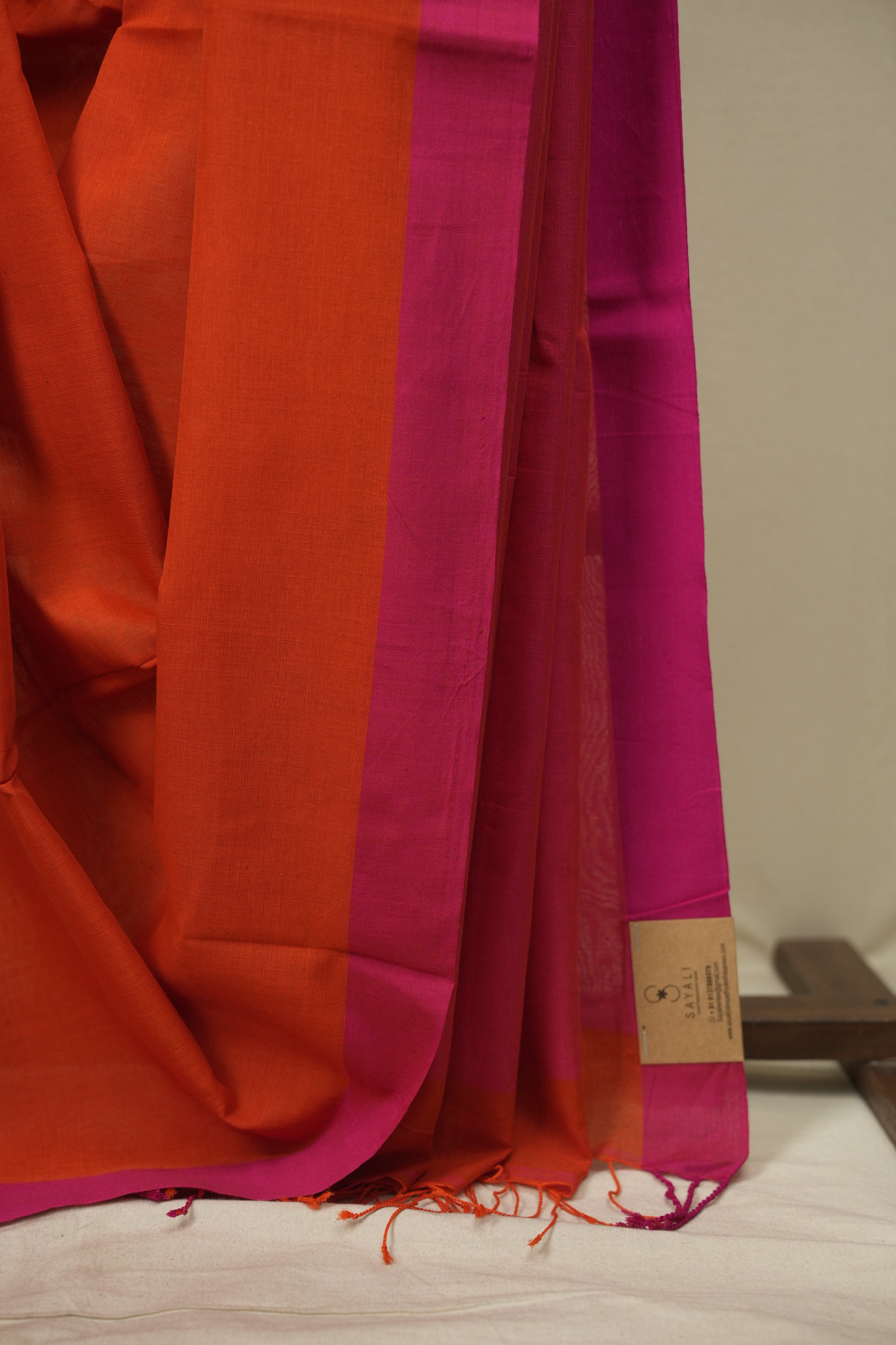 Orange Bengal Cotton Saree - SROBCS192