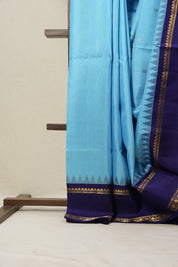 Sky Blue Gadwal Silk Saree - SRSBGSS433