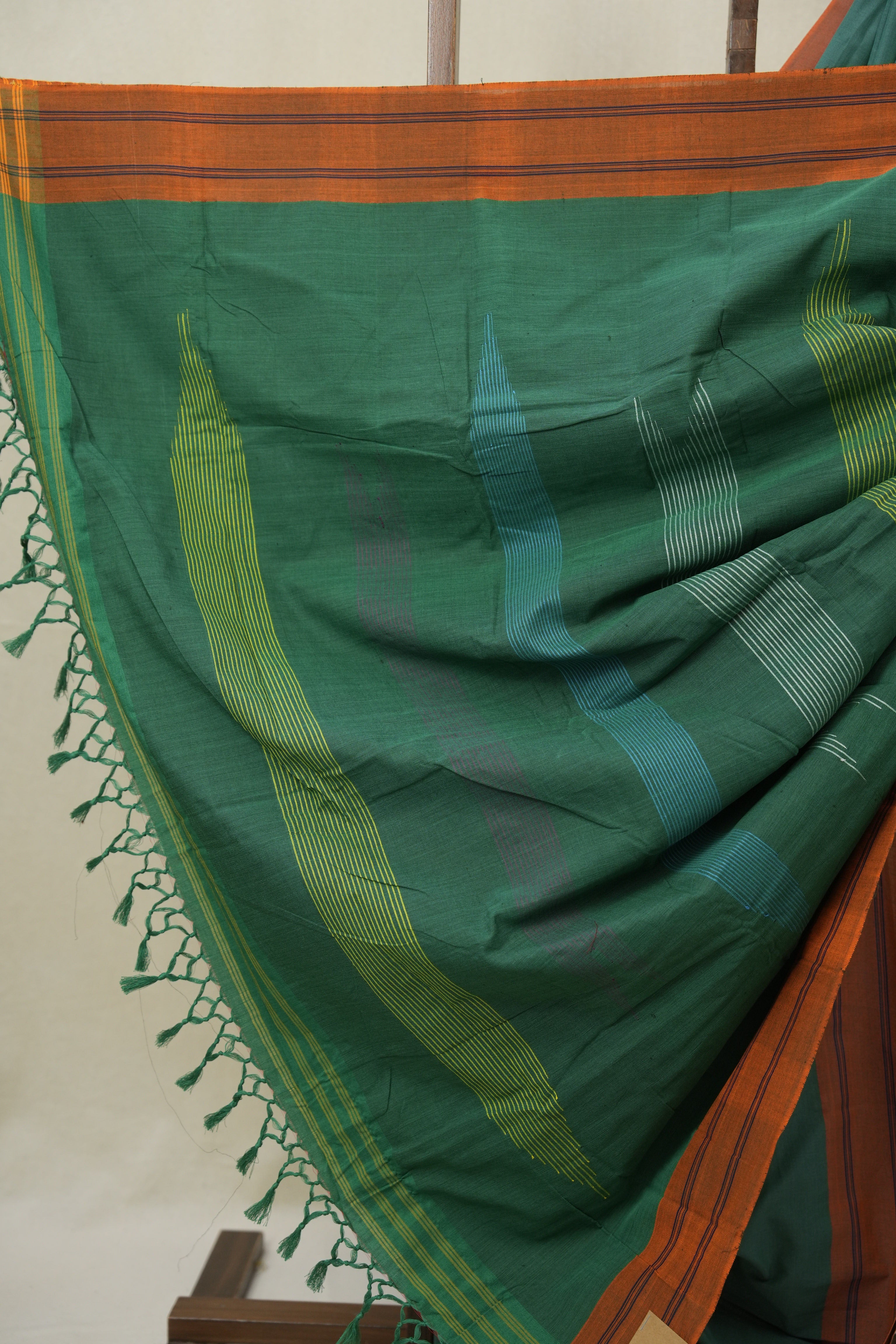 Sea Green Stripes Cotton Ilkal Saree - SRSGCIS958