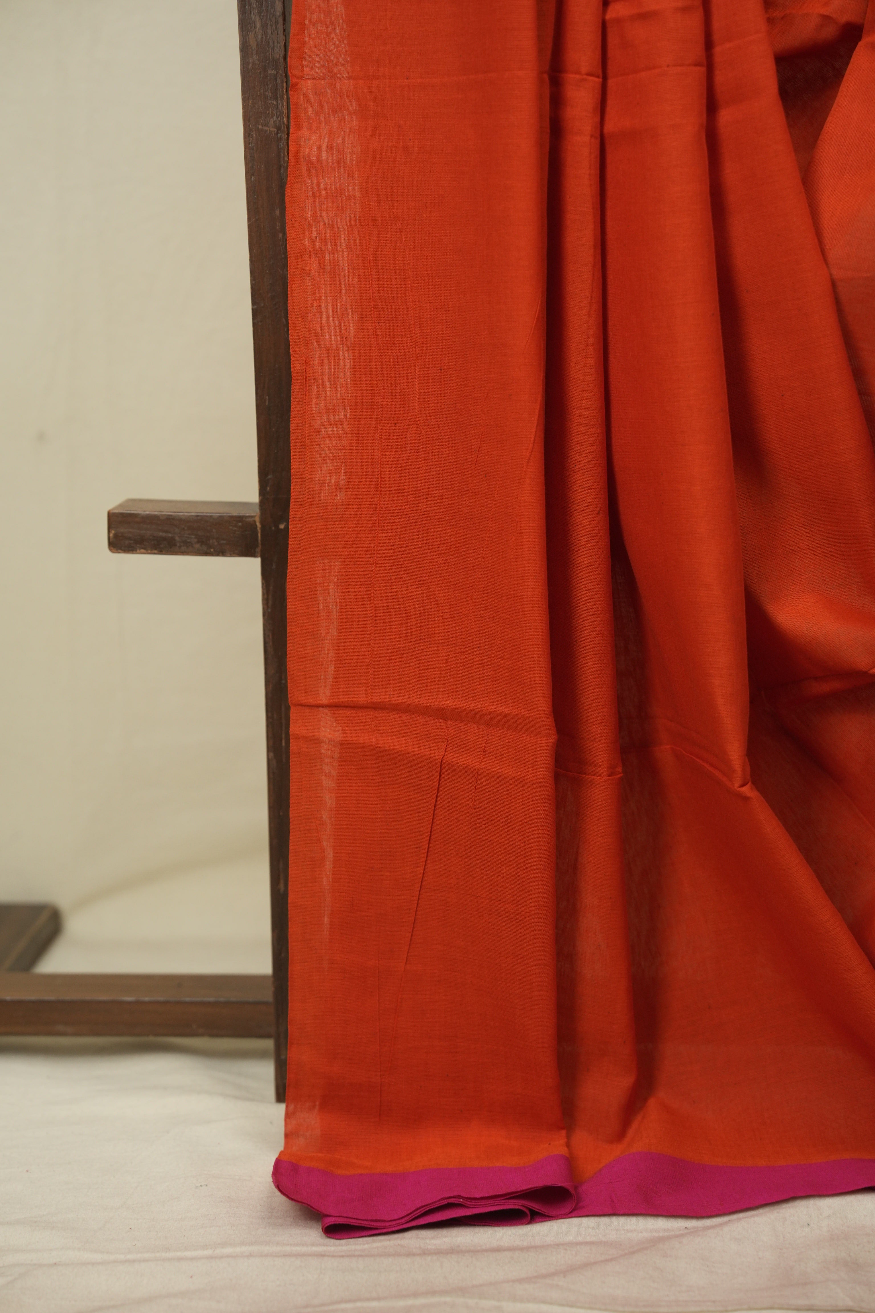 Orange Bengal Cotton Saree - SROBCS192