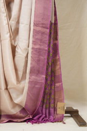Beige Tussar Silk Saree - SRBTSS1779