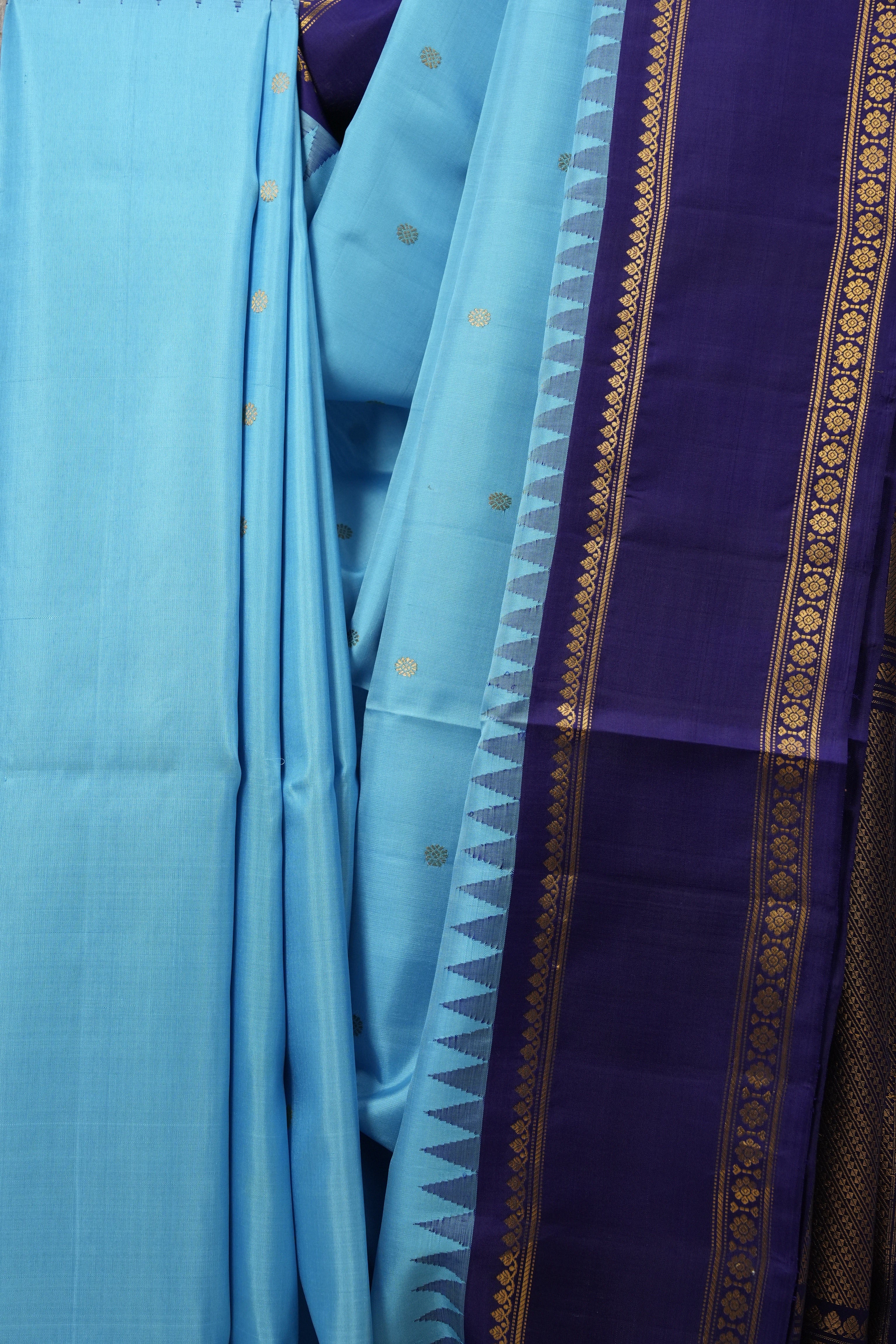 Sky Blue Gadwal Silk Saree - SRSBGSS433