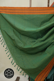 Sea Green Stripes Cotton Ilkal Saree - SRSGCIS958