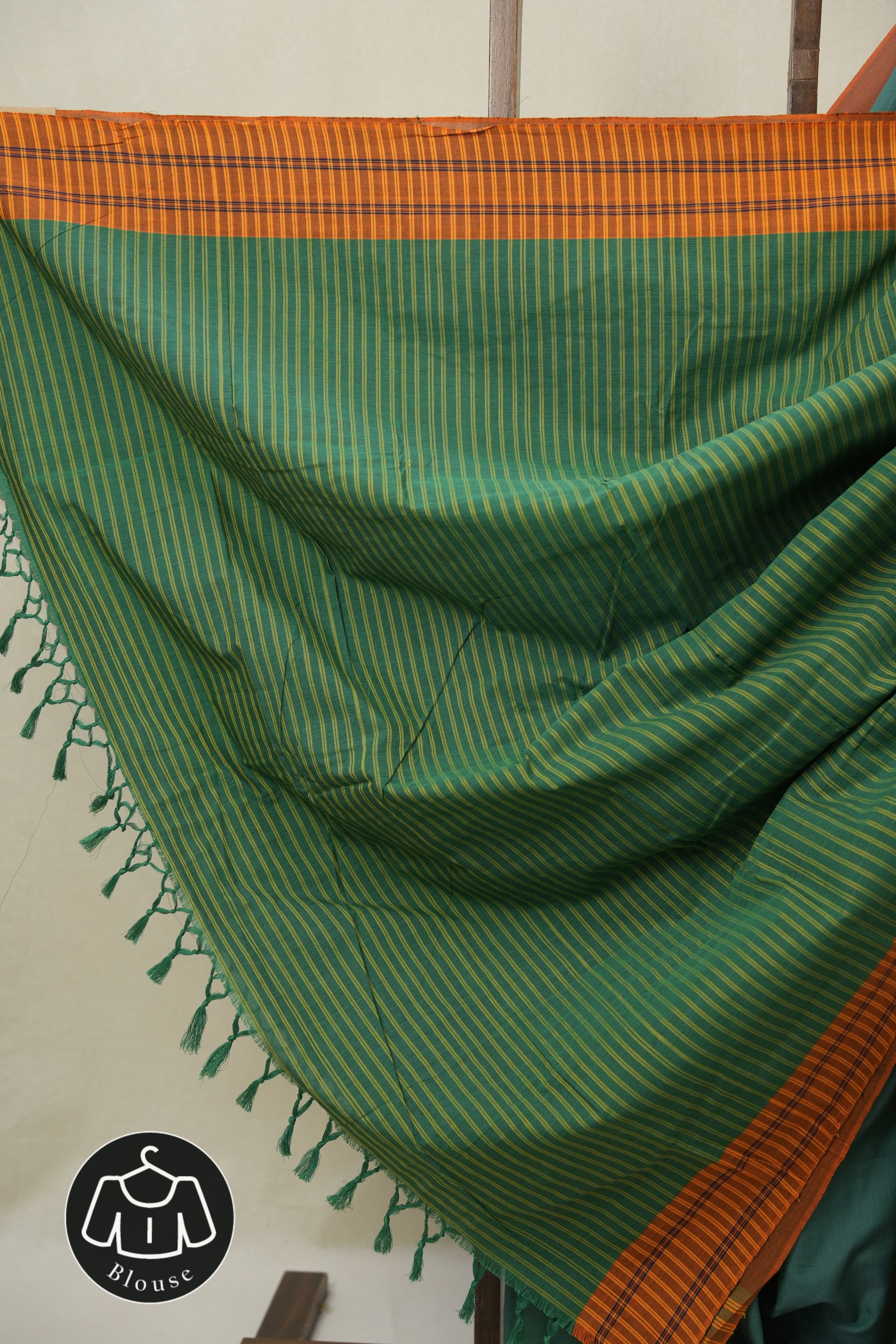 Sea Green Stripes Cotton Ilkal Saree - SRSGCIS958