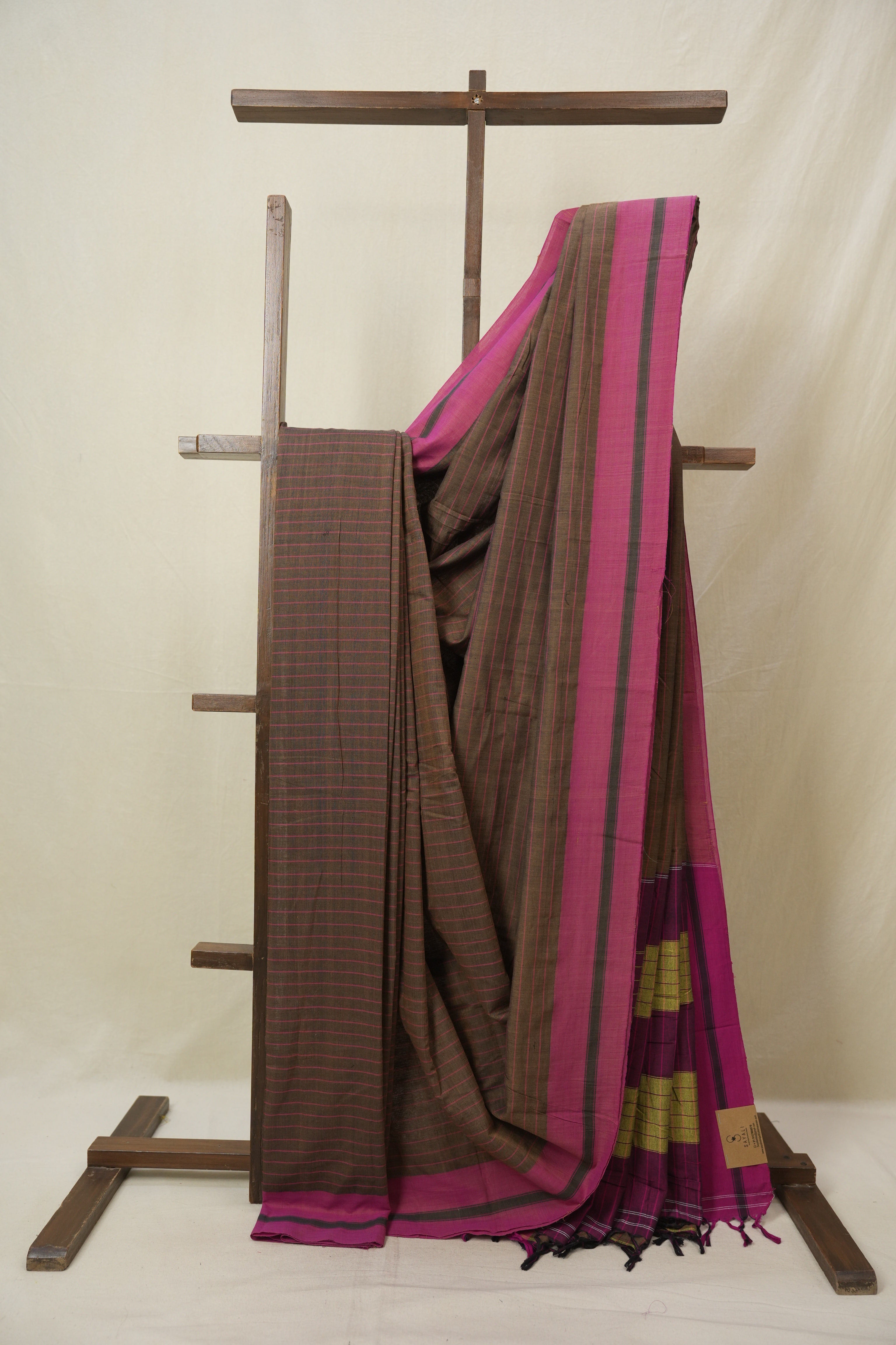 Brown Stripes Cotton Ilkal Saree - SRBSCIS957