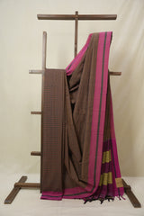 Brown Stripes Cotton Ilkal Saree - SRBSCIS957