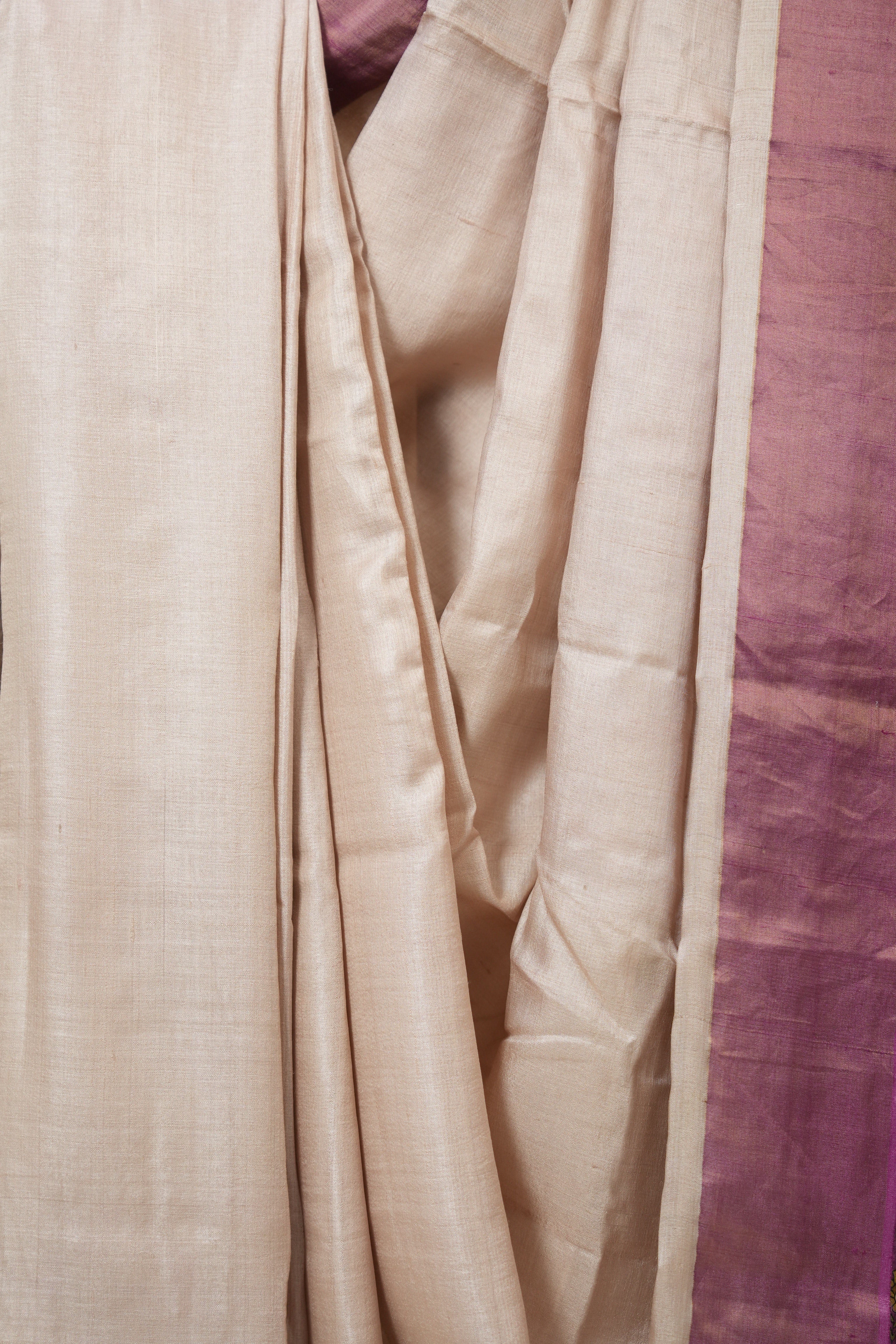 Beige Tussar Silk Saree - SRBTSS1779