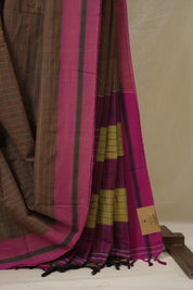 Brown Stripes Cotton Ilkal Saree - SRBSCIS957