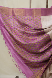 Beige Tussar Silk Saree - SRBTSS1779