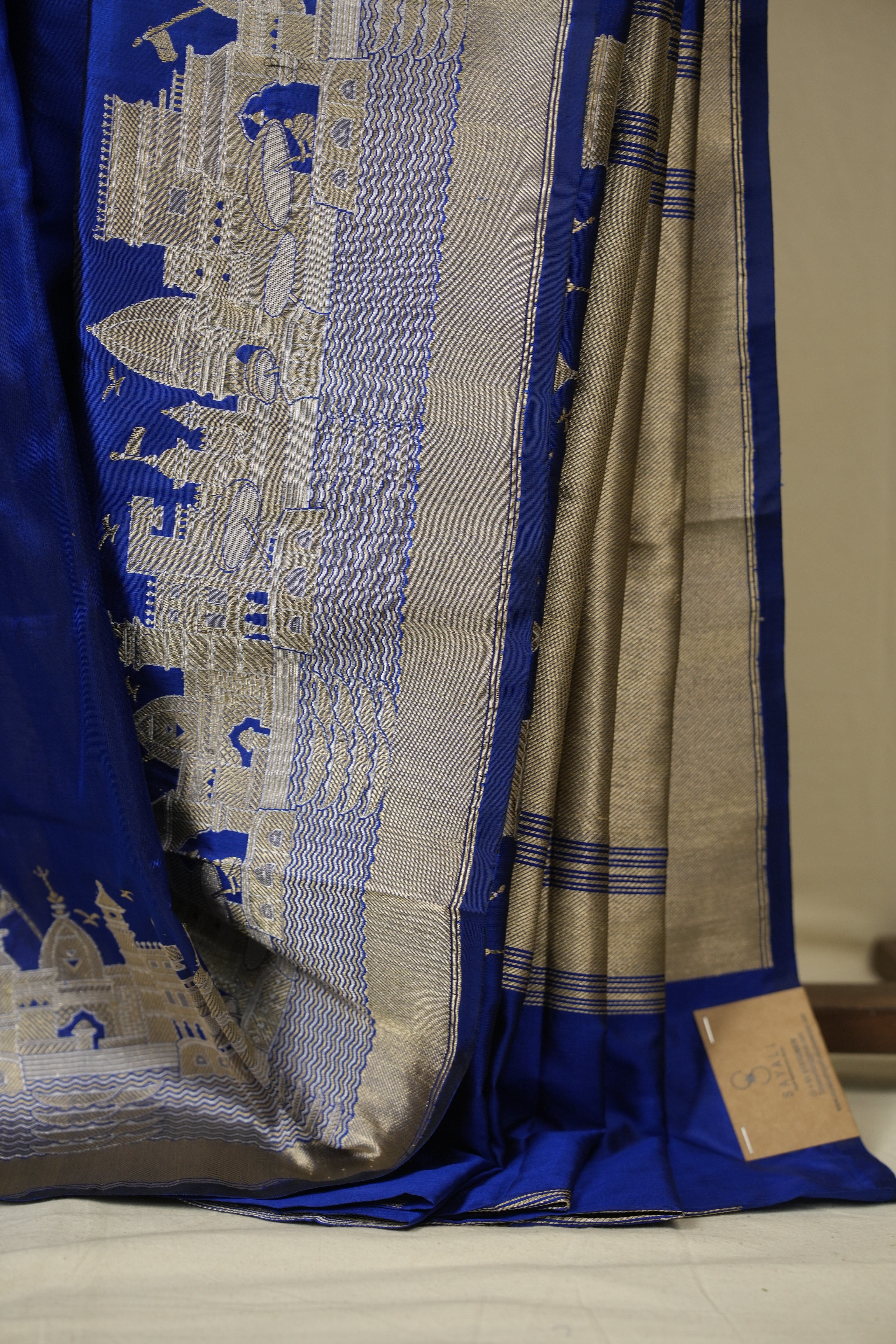 Navy Blue Banarasi Silk Saree - SRNBBSS980