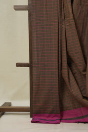 Brown Stripes Cotton Ilkal Saree - SRBSCIS957