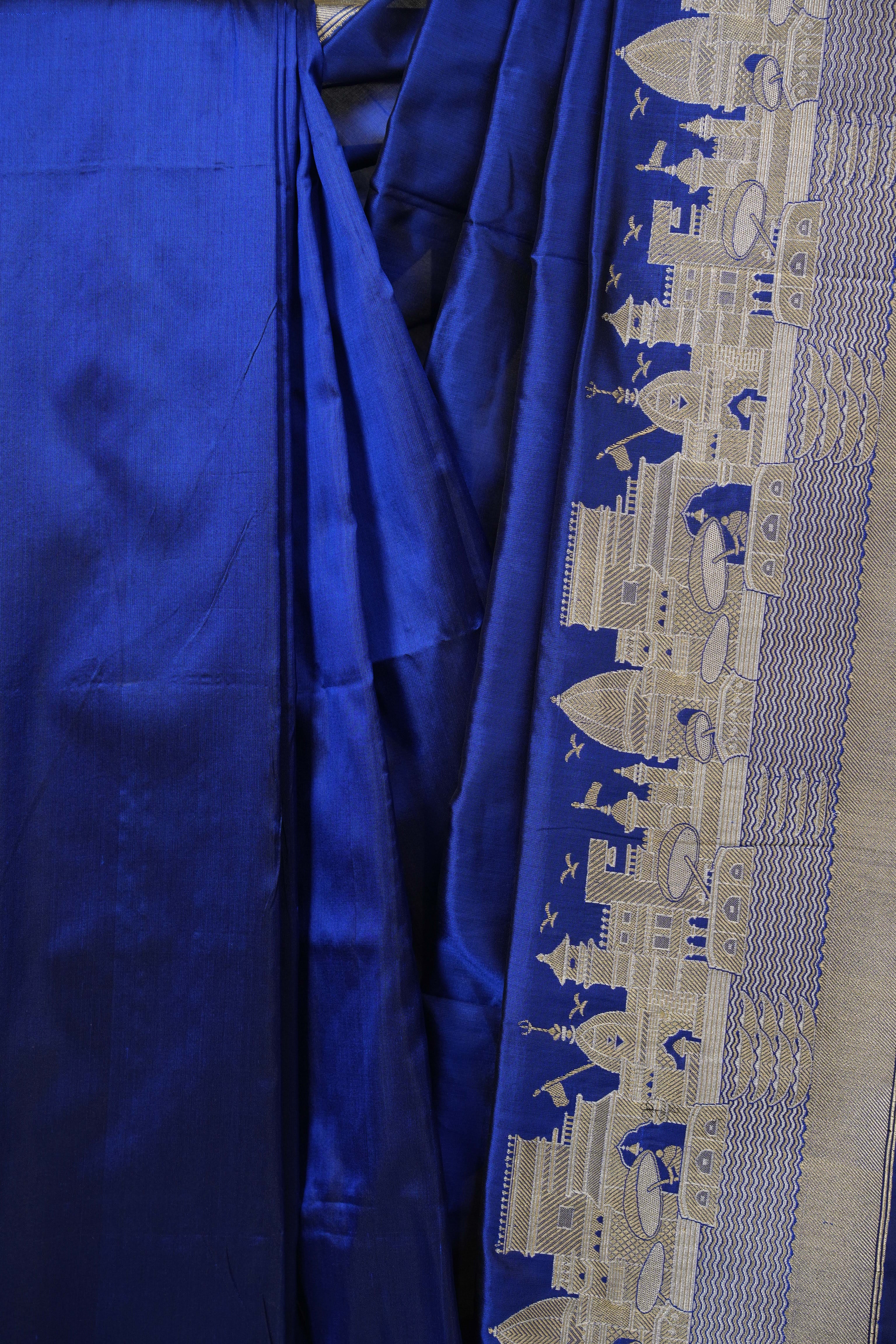 Navy Blue Banarasi Silk Saree - SRNBBSS980