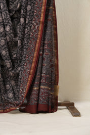 Black HBP Cotton Silk Saree With Chanderi Border - SRBCSS1238