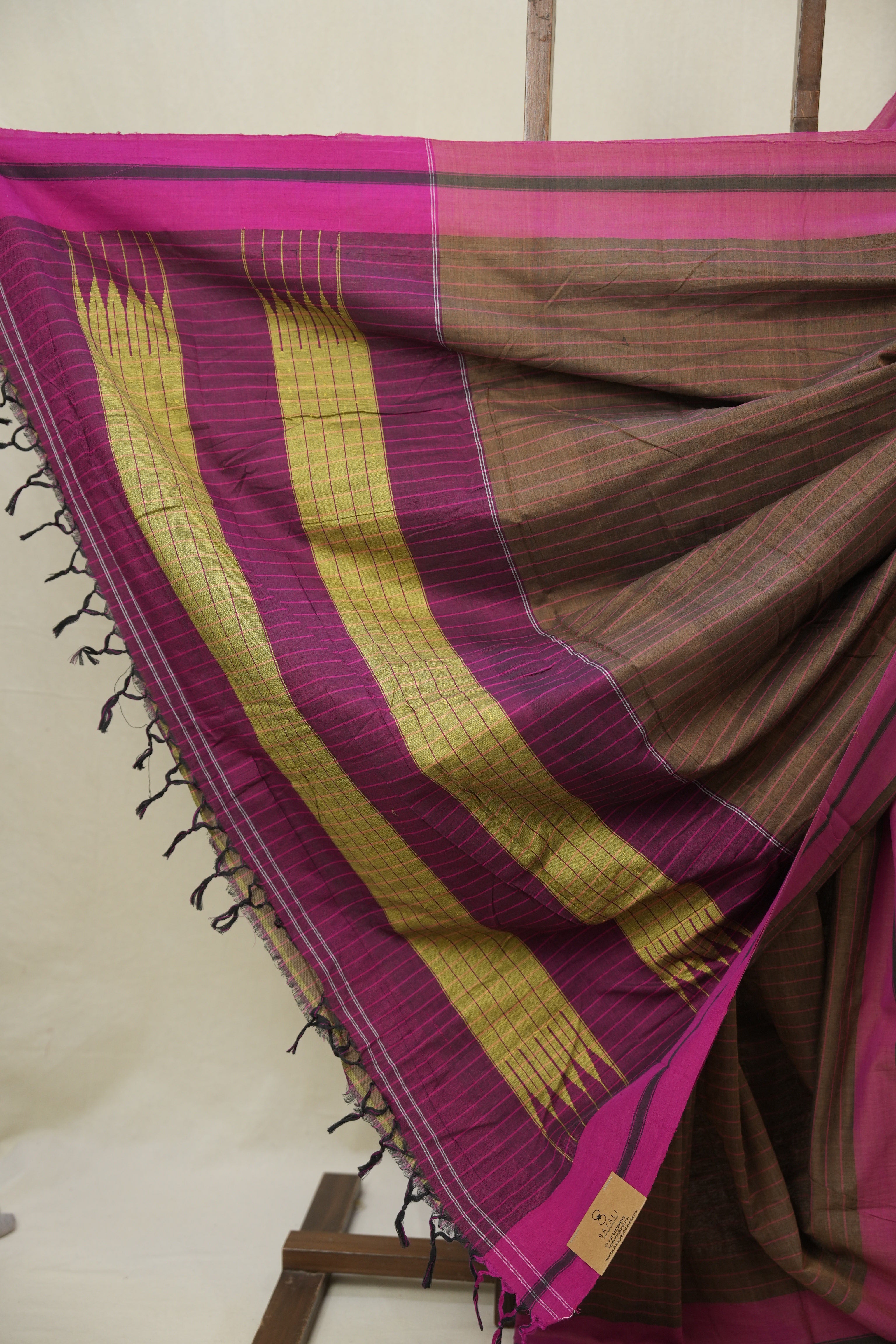 Brown Stripes Cotton Ilkal Saree - SRBSCIS957