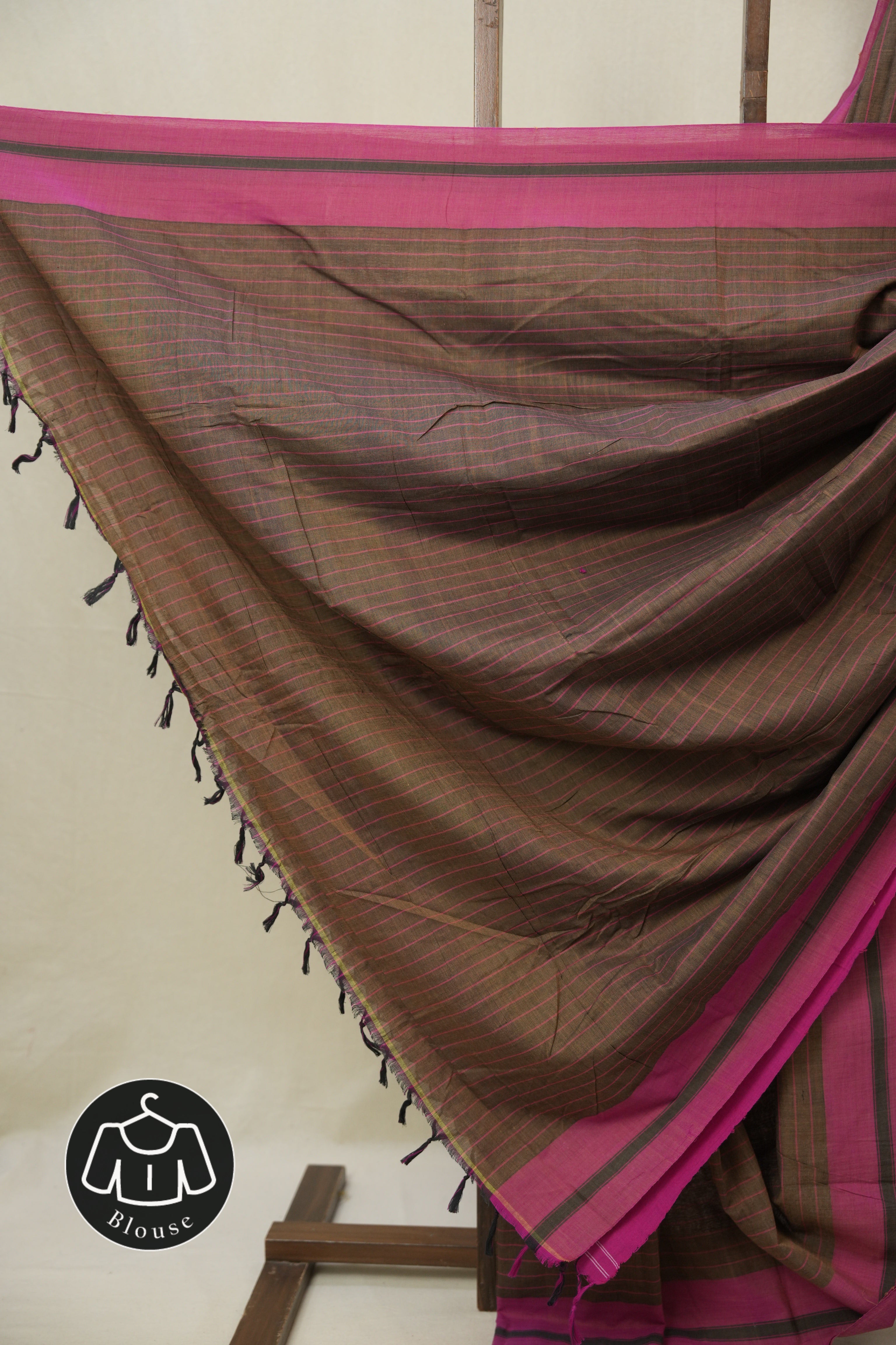 Brown Stripes Cotton Ilkal Saree - SRBSCIS957